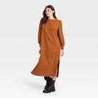 Women's Long Sleeve High Slit Knit Dress - Who What Wear Brown