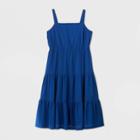Women's Plus Size Sleeveless Tiered Sundress - Ava & Viv Blue