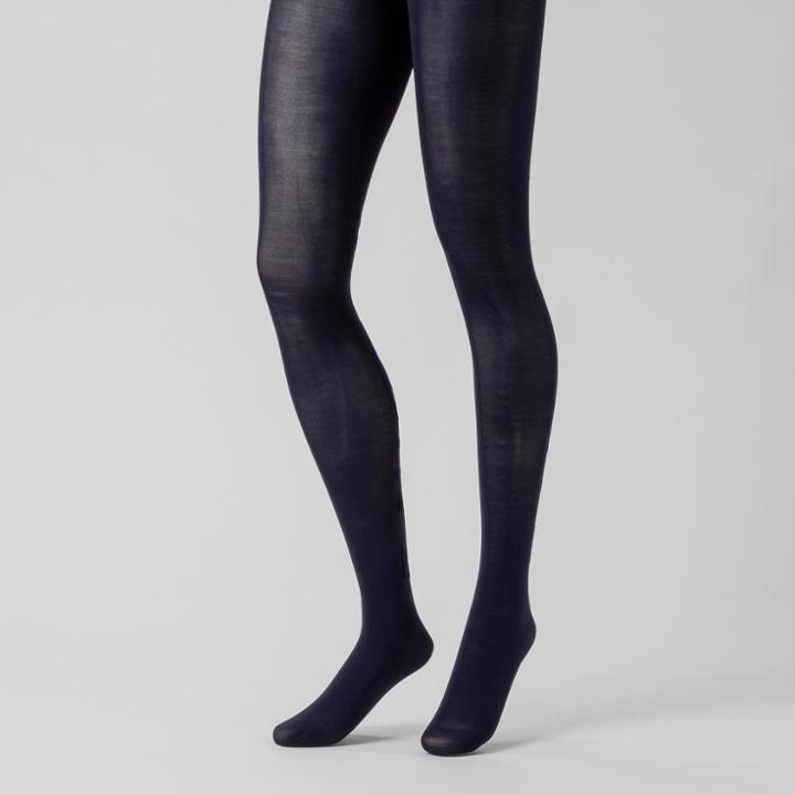 Women's Floral Flocked Tights - A New Day Navy