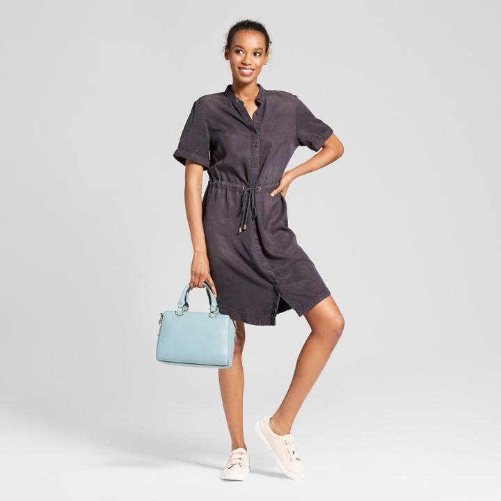 Women's Short Sleeve Shirtdress - A New Day Black