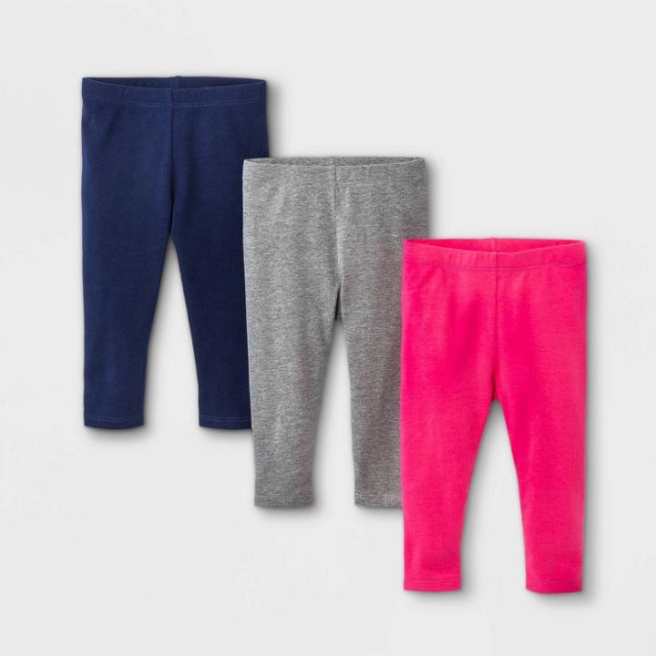 Baby Girls' 3pk Leggings - Cat & Jack Navy Newborn, Blue