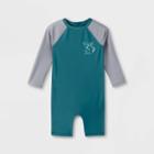 Toddler Boys' Tie-dye Shark Print One Piece Rash Guard - Cat & Jack Green