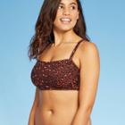Women's Textured Bralette Bikini Top - Xhilaration Animal Print D/dd Cup, Women's, Black