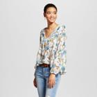 Women's Long Sleeve Floral Chiffon Top - Mossimo Supply Co. Cream