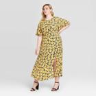 Women's Plus Size Floral Print Short Sleeve Maxi Dress - Who What Wear Yellow 1x, Women's,