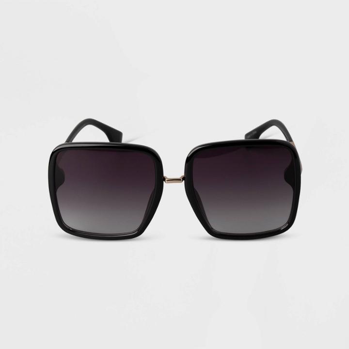 Women's Oversized Plastic Square Sunglasses - A New Day Black