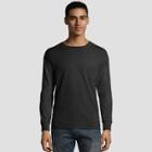 Hanes Men's Long Sleeve 1901 Garment Dyed Pocket T-shirt - Black