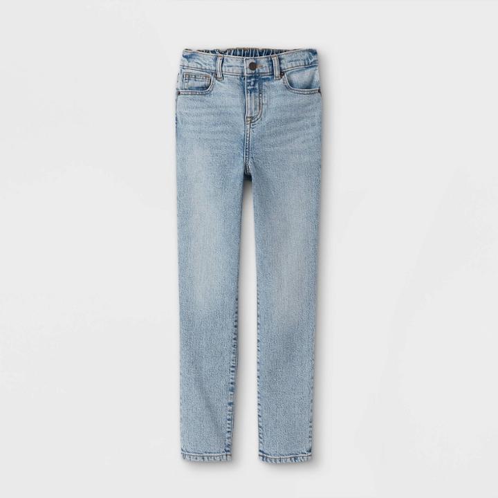 Girls' High-rise Ankle Straight Jeans - Cat & Jack Light Wash