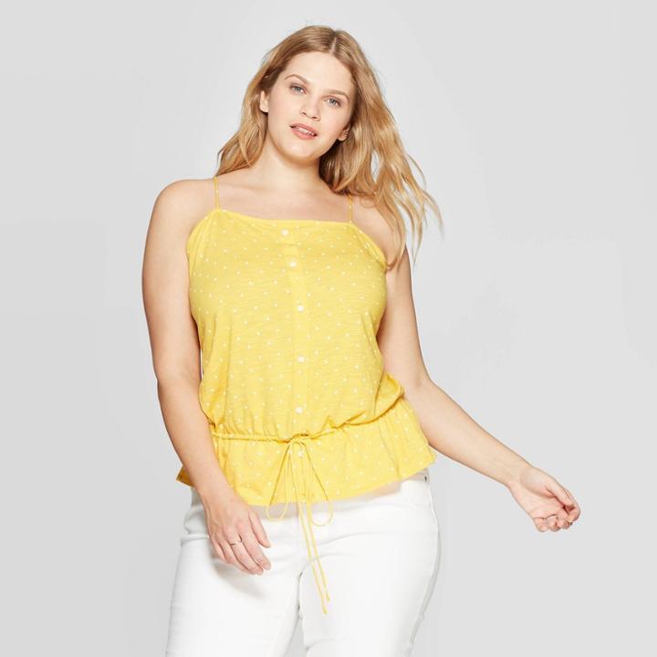 Women's Plus Size Sleeveless Crewneck Peplum Tank Top - Universal Thread Gold X, Yellow