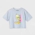 Girls' Looney Tunes Tweety Cropped Short Sleeve Graphic T-shirt - Gray