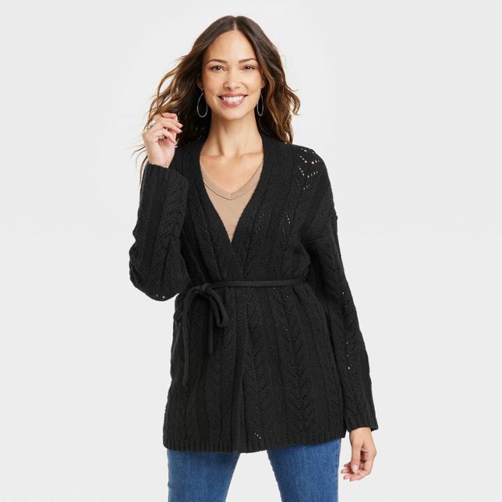 Women's Belted Cardigan - Knox Rose Black