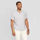 Men's Striped Short Sleeve Linen Button-down Shirt - Goodfellow & Co Thundering Gray