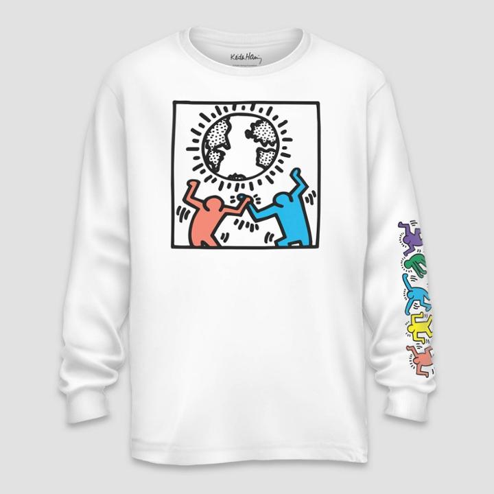 Men's Keith Haring Band Figures Long Sleeve Graphic T-shirt - Black S, Men's,