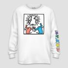 Men's Keith Haring Band Figures Long Sleeve Graphic T-shirt - Black S, Men's,