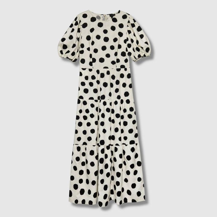 Women's Polka Dot Puff Elbow Sleeve Dress - Who What Wear Off White