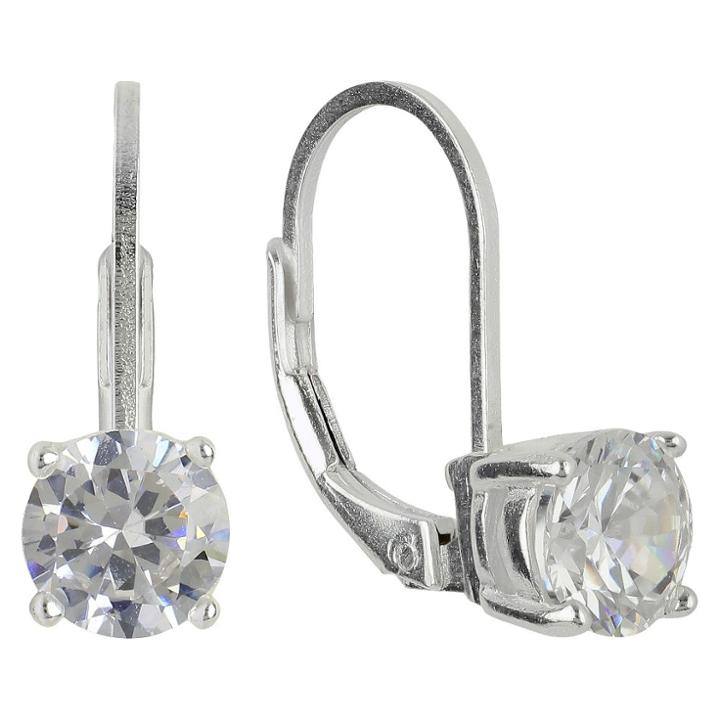 Target Women's Drop Earrings In Sterling Silver Clutchless Lever Back Drop - Silver And Clear