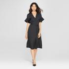 Women's Short Sleeve Wrap Midi Dress - Who What Wear Black