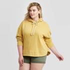 Women's Plus Size Crewneck Hoodie Sweatshirt - Universal Thread Gold 1x, Women's,