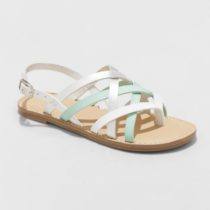 Girls' Hydee Two Piece Strappy Sandals - Cat & Jack Mint (green)