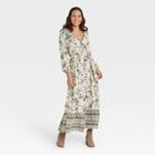 Women's Floral Print Long Sleeve Wrap Dress - Knox Rose Black/white