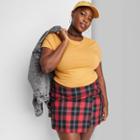 Women's Plus Size Short Sleeve Cropped T-shirt - Wild Fable Dark Gold