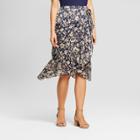 Women's Floral Faux Wrap Midi Skirt - Knox Rose