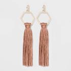 Open Hexagon And Tassel Earrings - Universal Thread Blush Pink