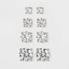 Cubic Zirconia Sterling Silver Earring Set - A New Day Silver, Adult Unisex, Clear