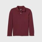 Boys' Long Sleeve Interlock Uniform Polo Shirt - Cat & Jack Burgundy