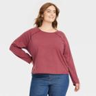 Women's Plus Size Long Sleeve Sensory Friendly T-shirt - Universal Thread Burgundy