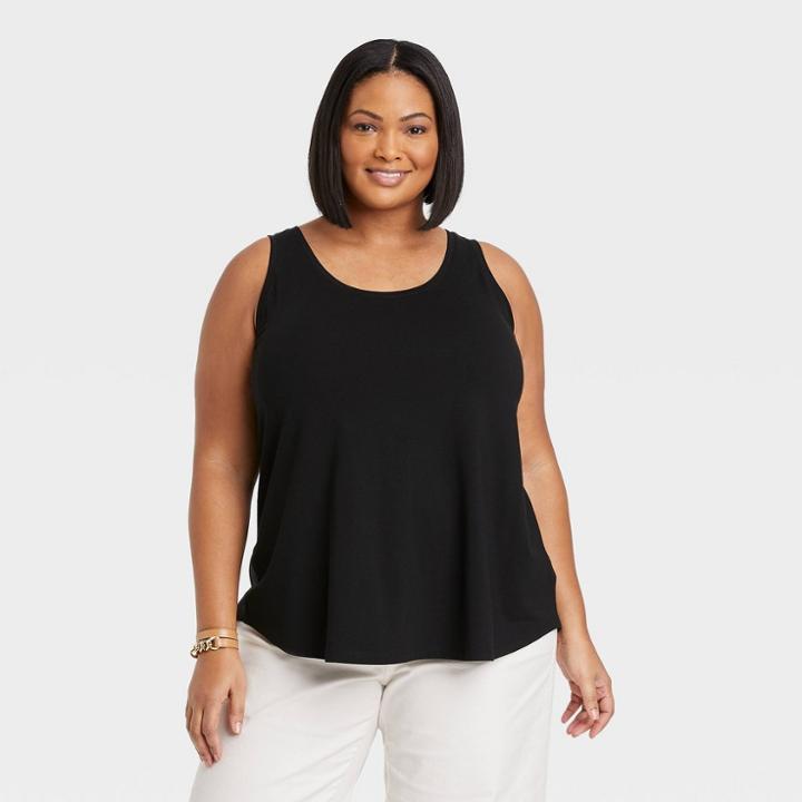 Women's Plus Size Jersey Tank Top - Ava & Viv Black