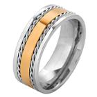 Men's West Coast Jewelry Goldplated Stainless Steel Twisted Rope Inlay Band Ring