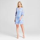 Women's Printed Lace Bubble Sleeve Dress - Melonie T Blue