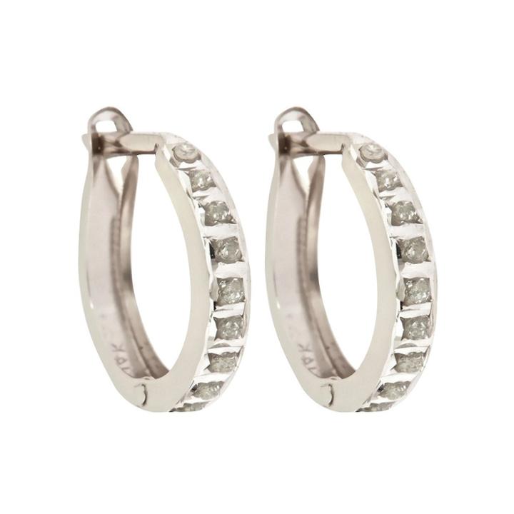 Distributed By Target Round Sterling Silver Earrings With Diamond Pave Accents - White
