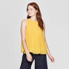 Women's Regular Fit Crewneck Chiffon Tank Top - A New Day Yellow