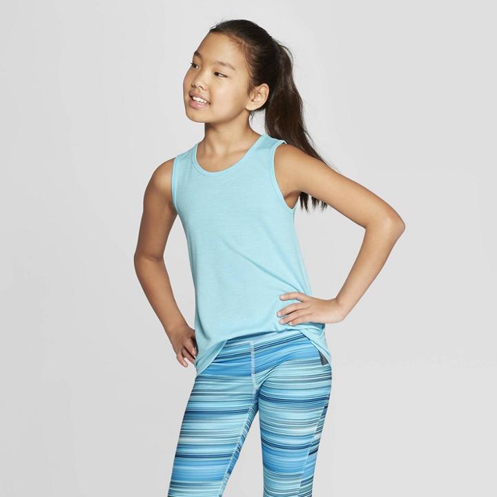 Girls' Mesh Pleat Performance Tank - C9 Champion Turquoise Blue Heather