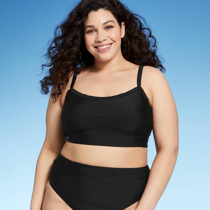 Juniors' Plus Size Longline Bikini Top - Xhilaration Black X
