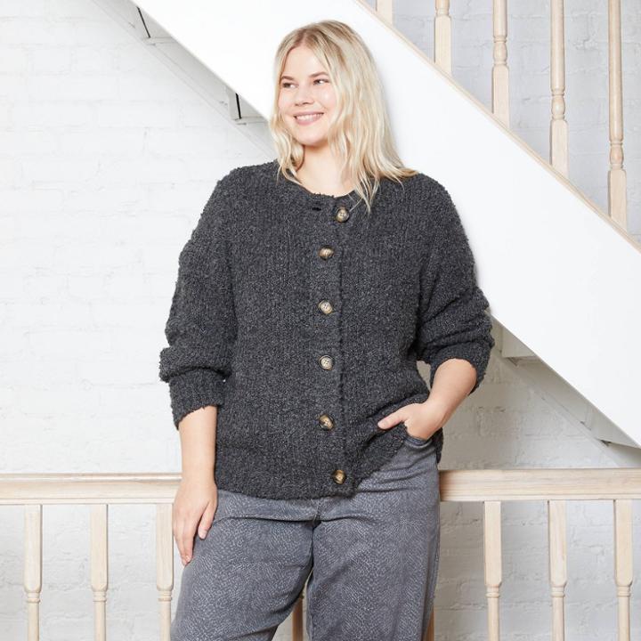 Women's Plus Size Button-front Cropped Cardigan - Universal Thread Gray