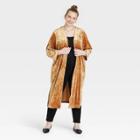 Women's Plus Size Velvet Long Sleeve Duster Cardigan - Ava & Viv Dark Gold