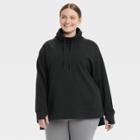Women's Plus Size French Terry Funnel Neck Tunic Sweatshirt - All In Motion Black