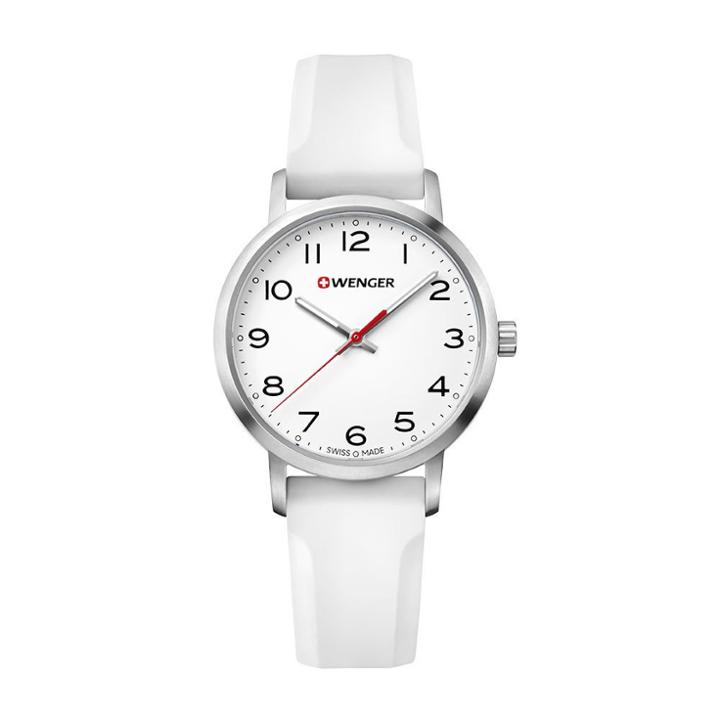 Women's Wenger Avenue - Swiss Made - White Dial Silicone Strap Watch - White