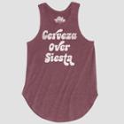 Women's Cerveza Over Siesta Graphic Tank Top - Awake Burgundy S, Size: