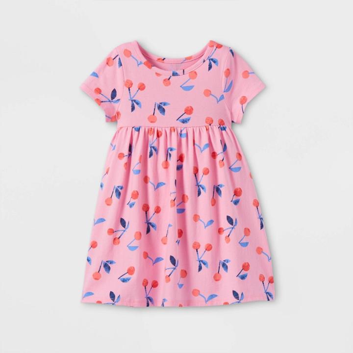 Toddler Girls' Printed Knit Short Sleeve Babydoll Dress - Cat & Jack