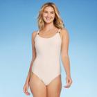 Kona Sol Women's Textured Pique Vanilla Latte Ring Hardware Medium Coverage One Piece Swimsuit - Kona