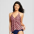 Clean Water Cleanwater Women's Tile Print Halter Tankini - Red Multi Xl,
