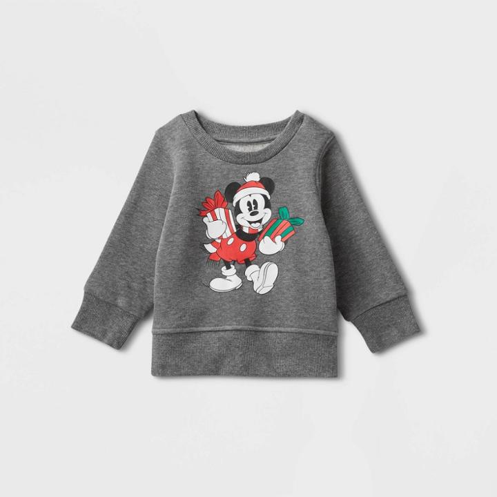 Baby Mickey Mouse Printed Pullover Sweatshirt - Gray Newborn