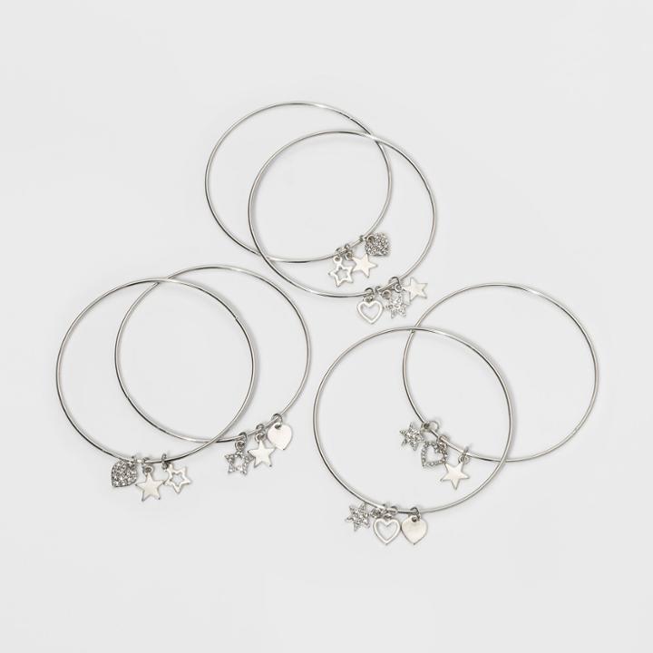 Bangle With Heart And Open Star's Bracelet Set 6ct - Wild Fable Gold