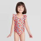 Toddler Girls' Strawberry Flutter Sleeve One Piece Swimsuit - Cat & Jack Feather Aqua 3t, Toddler Girl's, Blue