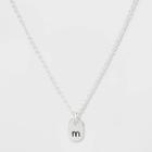 Initial M Tag Necklace - A New Day Silver, Women's,