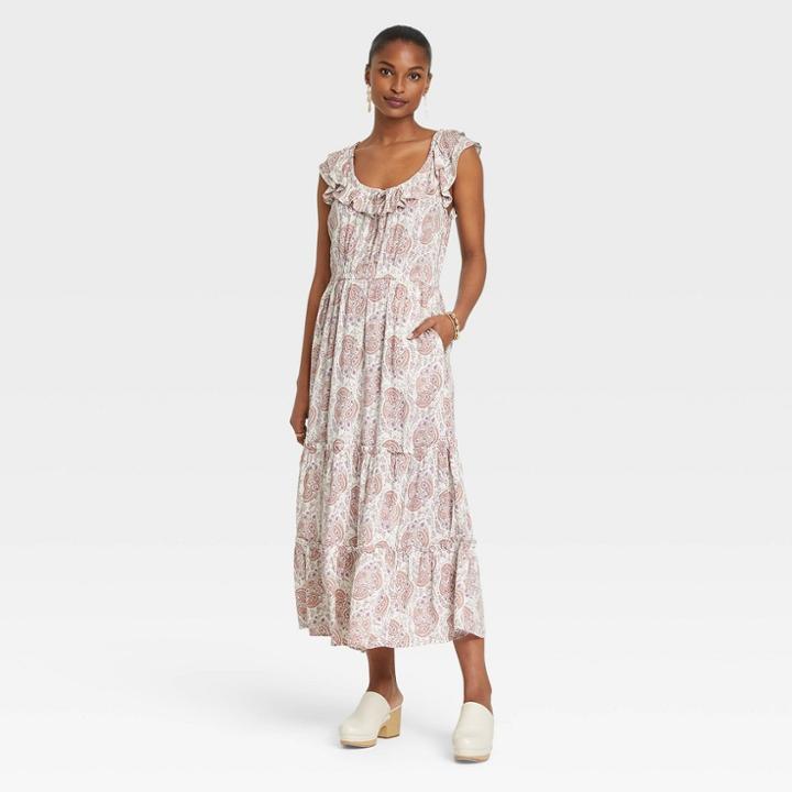 Women's Ruffle Sleeveless Tiered Dress - Universal Thread Off-white Floral